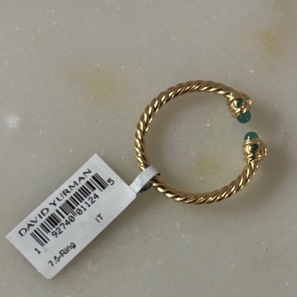 David Yurman Authentic Renaissance Ring 18k Gold with Green Emeralds (NWT) - Picture 3 of 8